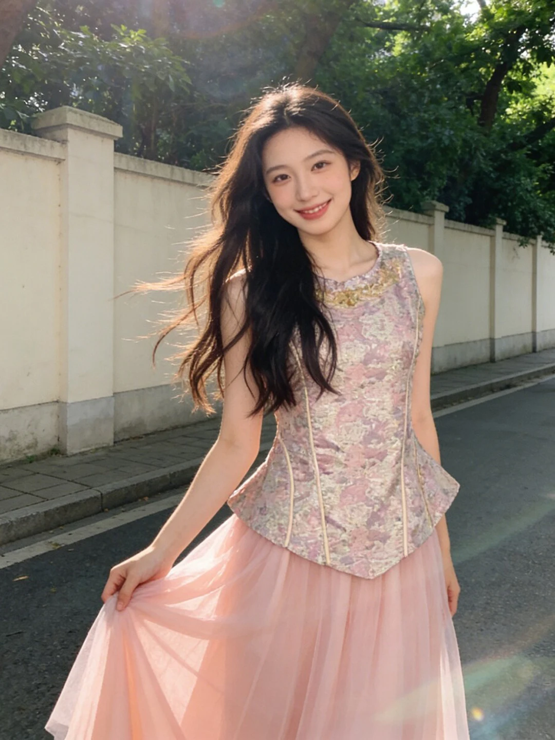 

New Chinese Style Fashion Set Unique Super Beautiful Sleeveless Top Half Skirt Two Piece Set Summer New Arrival Comfortable