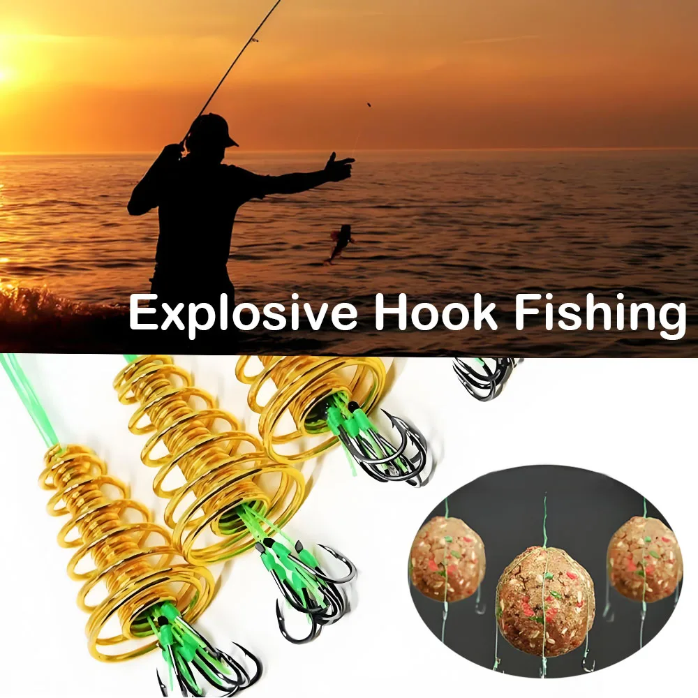 

Explosion Fishing Hooks‌ 4Pcs/Box Combine Spring Bait Action with Glowing Beads for Irresistible Lure Movement Attract Fish