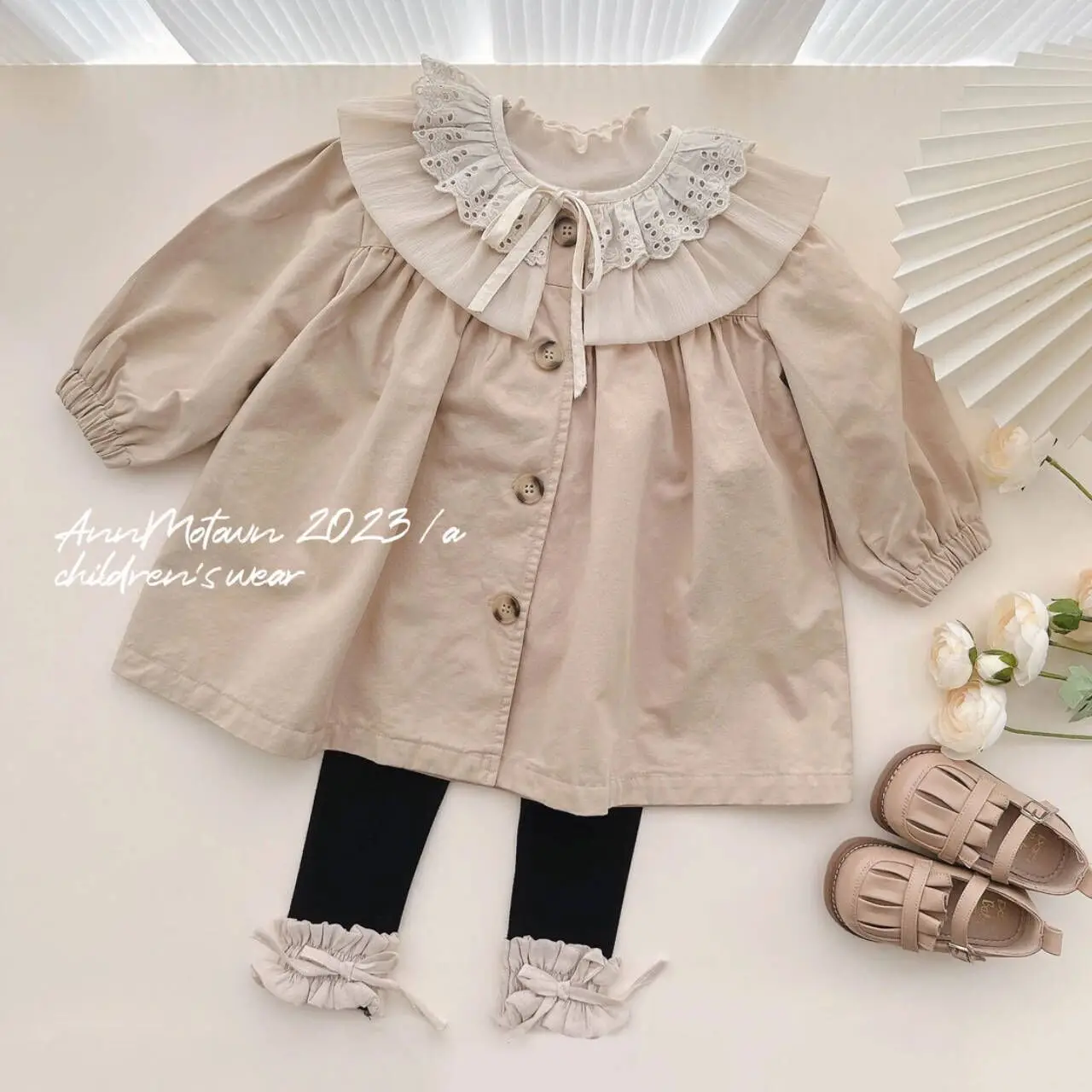 

Girls Princess Sweet Coat Spring Autumn Children Baby Kids Lace Jacket Outerwear Cotton Bow Windbreak