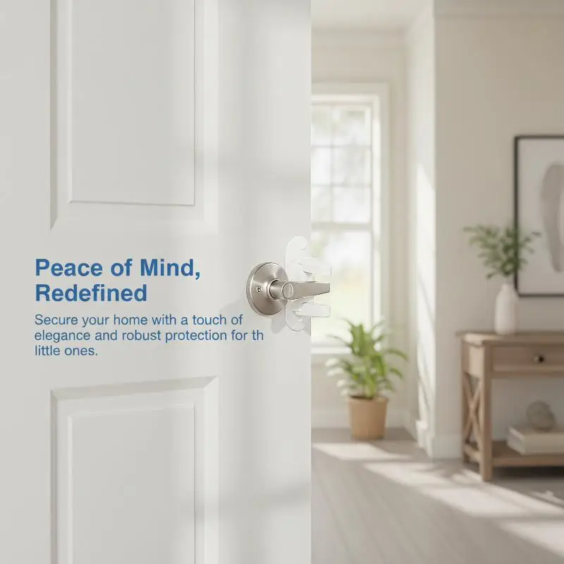 Universal Child Baby Safety Door Lever Lock Anti‑Rotation Adhesive Security Latch Multi‑Functional No‑Drill Door Lock