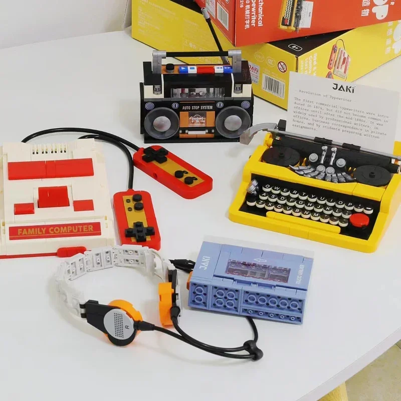 JAKI Retro Color Television Computer Music Walkman Game Console Radio Typewriter 3D Model Mini Blocks Bricks Building Toy No Box