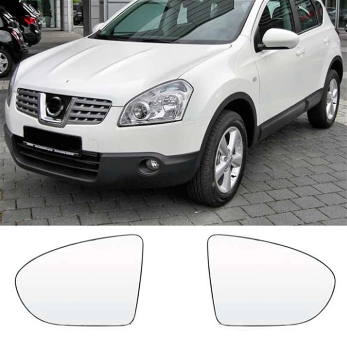 For Nissan Qashqai Dualis 2007-2014 Left Right Side Wing Mirror Glass Heated Convex Rearview Rear View Backplate