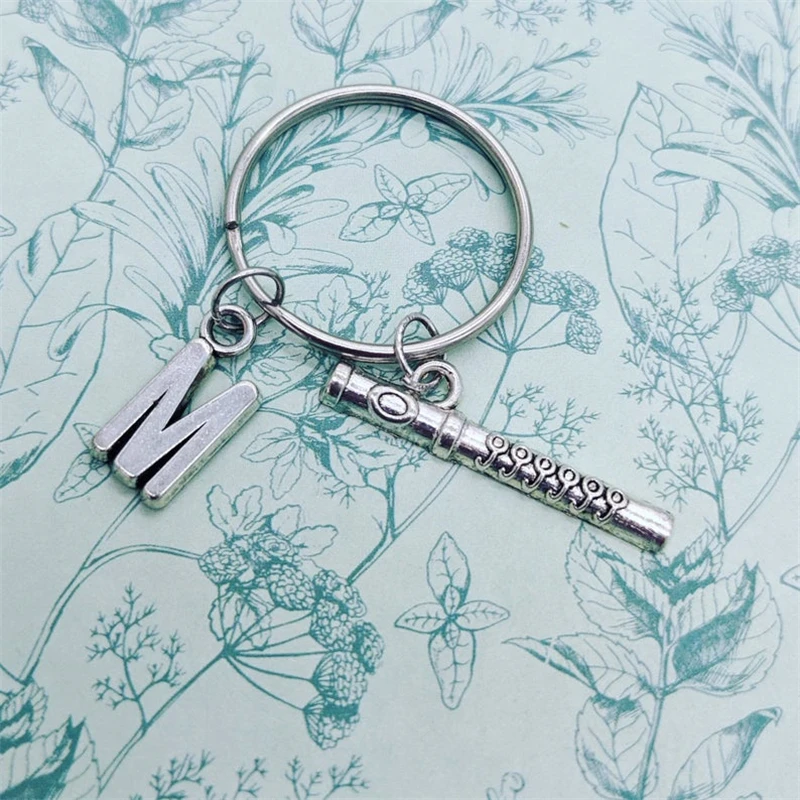 Flute Keyring, Flautist Gifts, Music Lover Gifts, Music Keychain, Initial Keychain, Sister Gifts, Bff Gifts, Flute Player