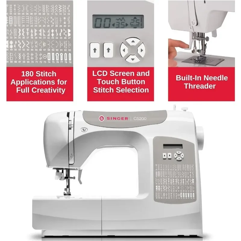 Singer C5200 Grey Sewing Machine, White.FAST FREE