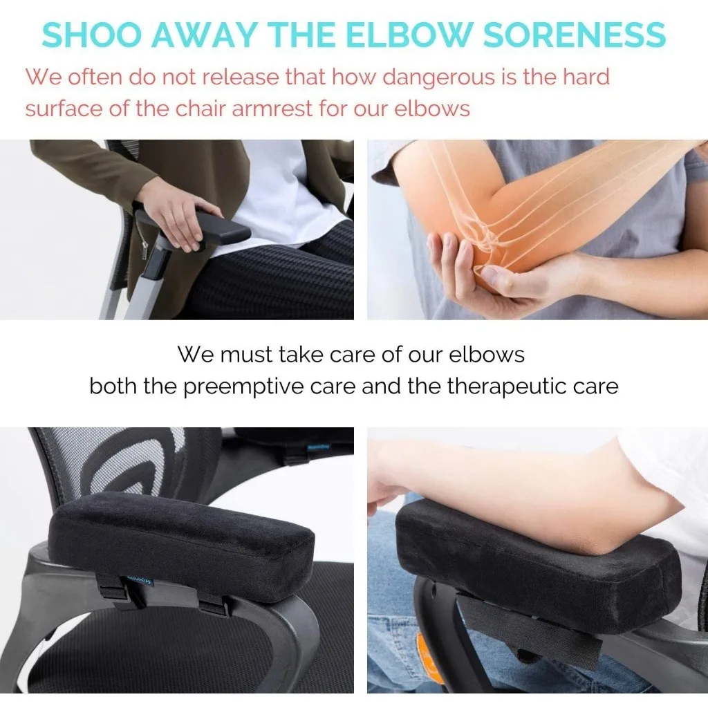 2Pcs Slow Rebound Memory Foam Armrest Cushion Pad Chair Mat Elbow Rest Cover Office Chair Arm Cover