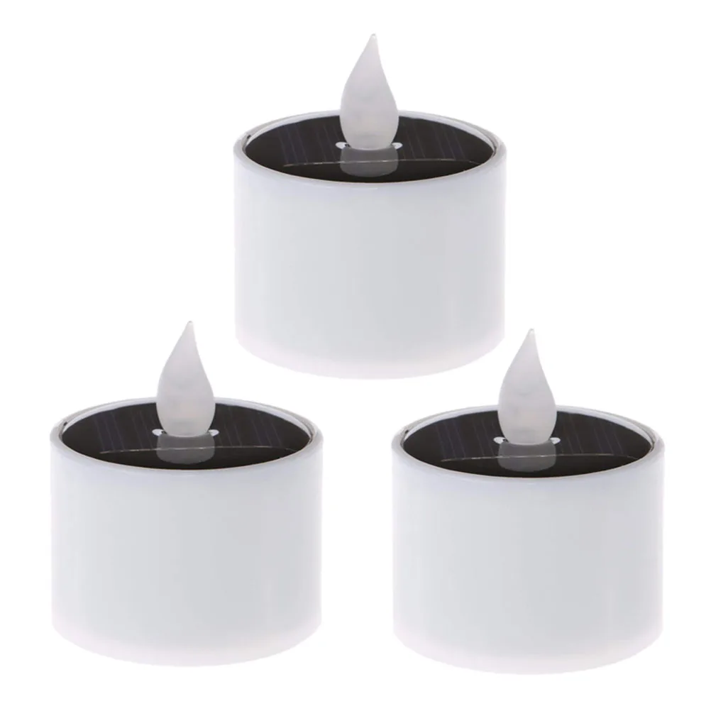 

3 Pcs LED Candles Waterproof Rechargeable Yellow Flicker Flameless Lights for Home Wedding Garden Flameless Light Decor