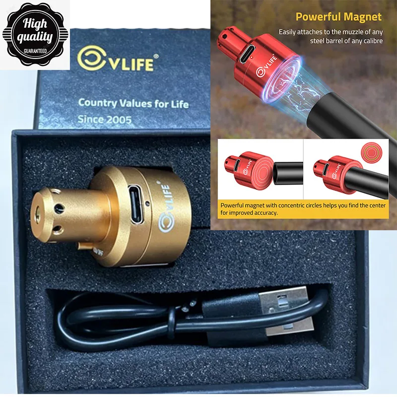 CVLIFE Red L-aser Bore Sight Rechargeable Bore Sight Laser Magnetic Boresighter Fit Any Calibers For Hunting