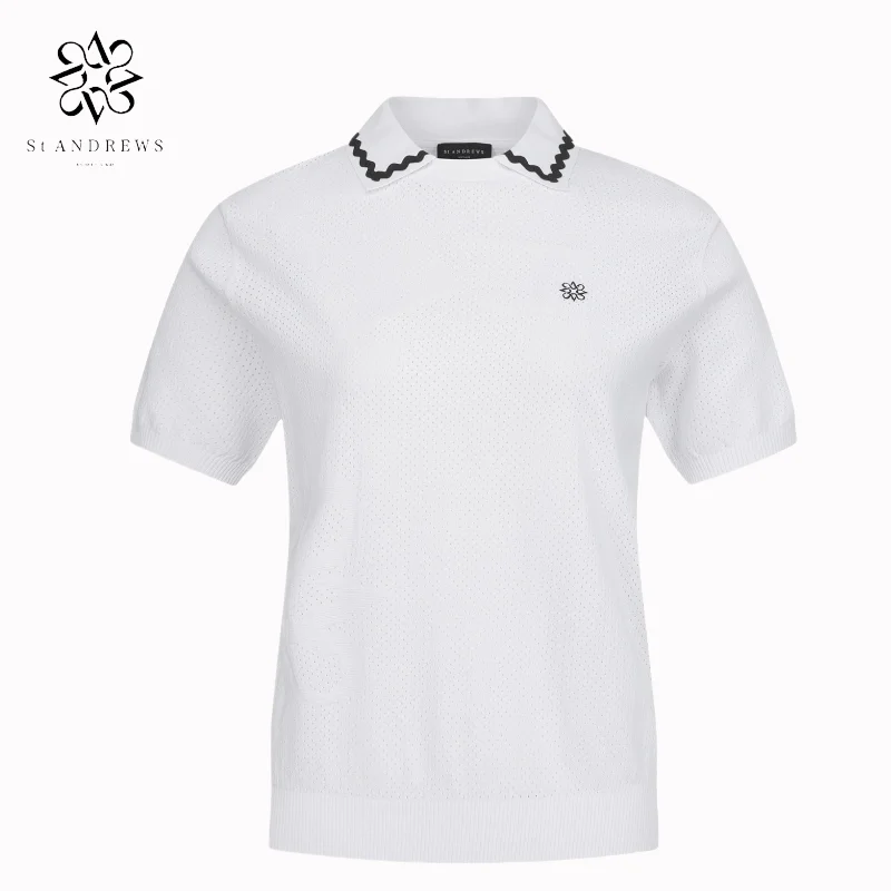 ST ANDREWS-ropa de Golf coreana para mujer, camiseta Polo de manga corta, camisa de punto de hilo hilado con núcleo transpirable