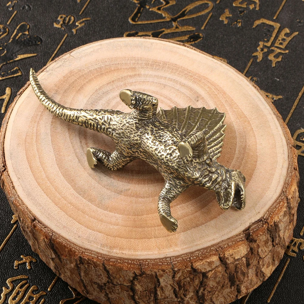 

Microlandscape Dimetrodon Statue Brass Dinosaur Figurine Retro Vintage Sculpture Ornament Home Office Decor Gift Shop Decoration