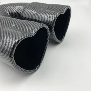 時尚心型不鏽鋼碳纖維排氣尾管雙管尾嘴汽車配件 6 最佳銷售 假排氣管 - №2