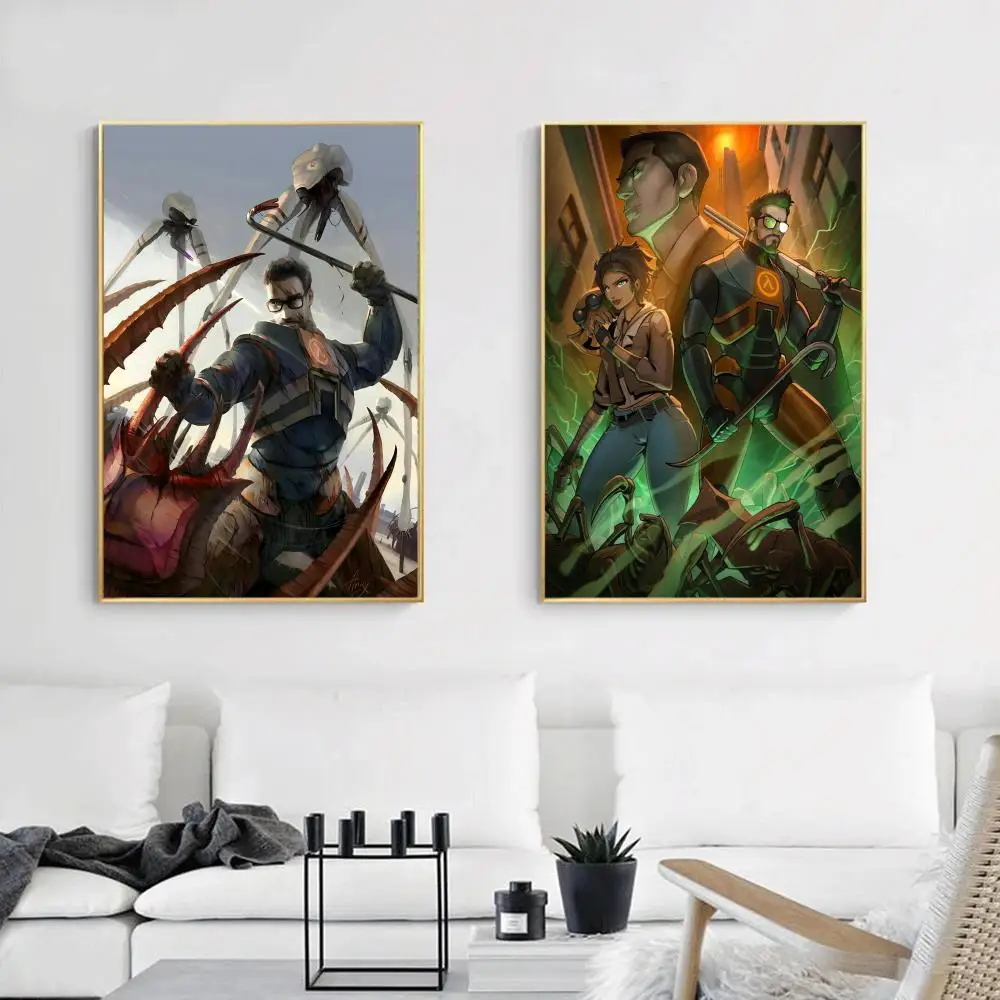 لعبة الرماية H-نصف الحياة ملصق دائم اللوحة قماش الجدار الشنق المنزل DIY بها بنفسك الديكور الفن جدارية الجمالية مقاوم للماء #4