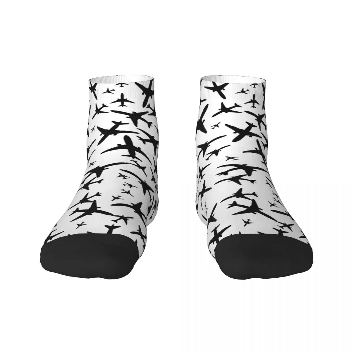 Fun Printed Random Airplanes Pattern Socks for Women Men Stretch Summer Autumn Winter Aviation Fighter Pilot Crew Socks