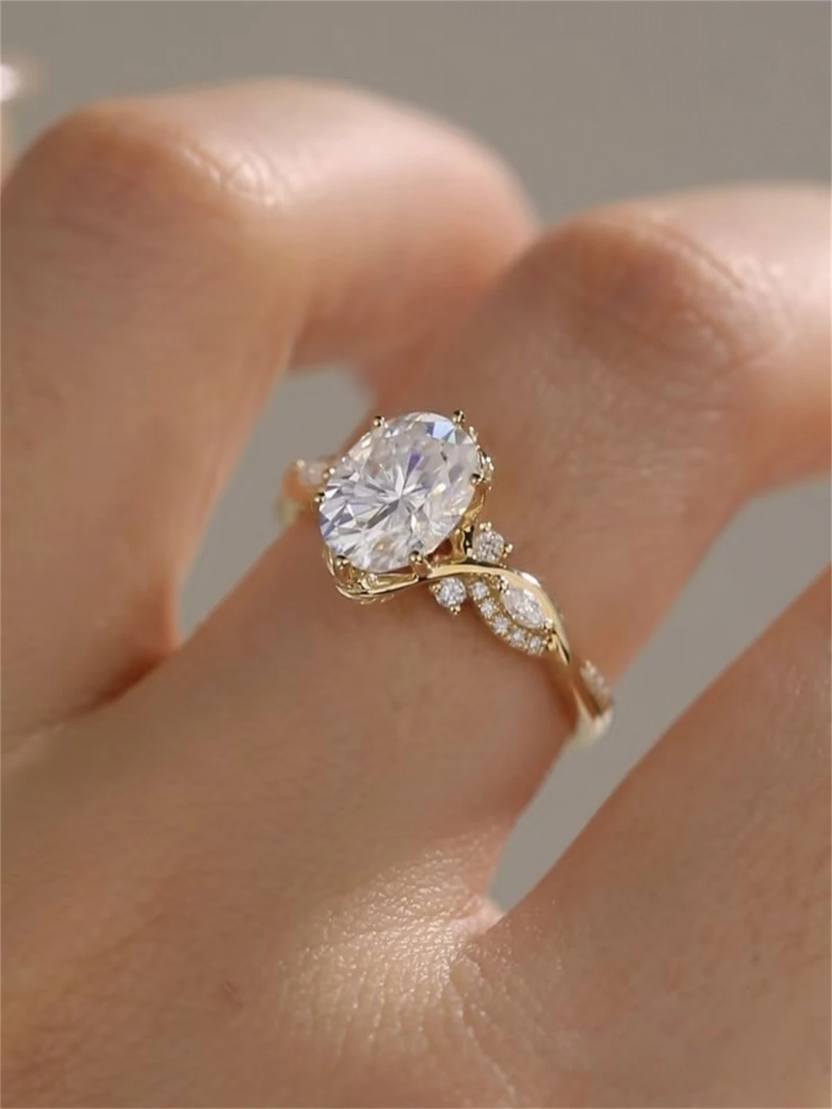 

Solid 9K Gold or S925 Silver Cubic Zirconia Diamond Style Ring, Custom Designer Engagement Wedding Proposal Gift for Women