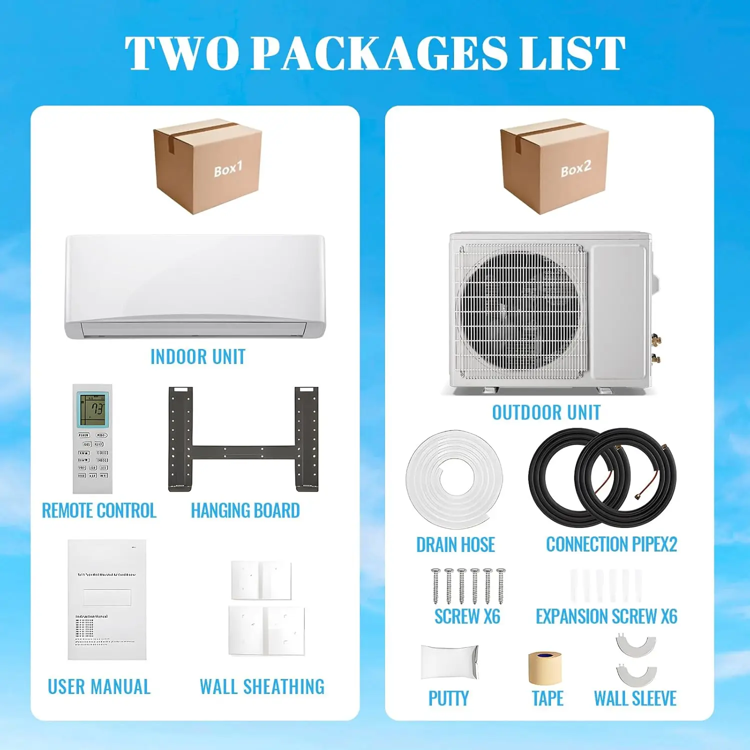 18000 BTU Mini Split Air Conditioner/Heater with Heat Pump 20 SEER2 230V Split Heater, Max Coverage Area Up to 450, Customized