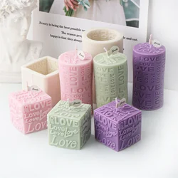 Cubic Love Letter Candle Molds Scented Plaster Resin Craft Making Cube Alphabet Pillar Soap Clay Home Party Decorations