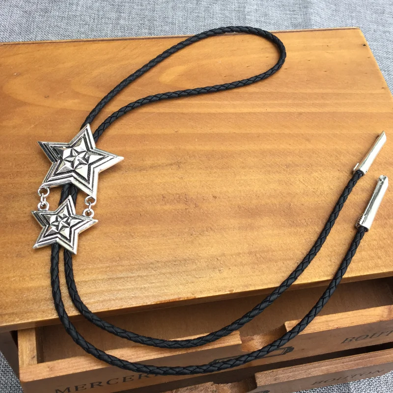 design double star bolotie alloy bolo tie for men and women personality neck tie fashion accessory