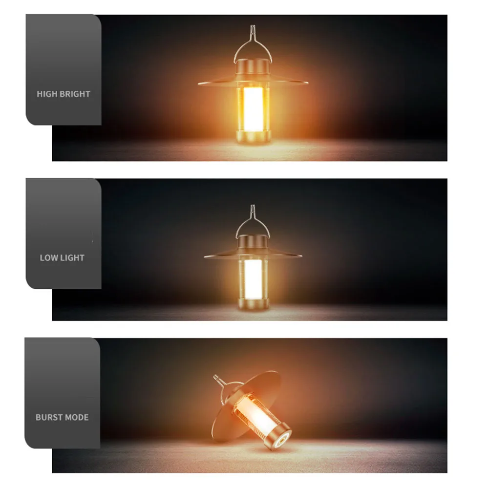 LED Decorative Hanging Lights Type-c Charging with Hook Camping Lamp Dimmable Camping Lighting Lightweight for Outdoor Equipment