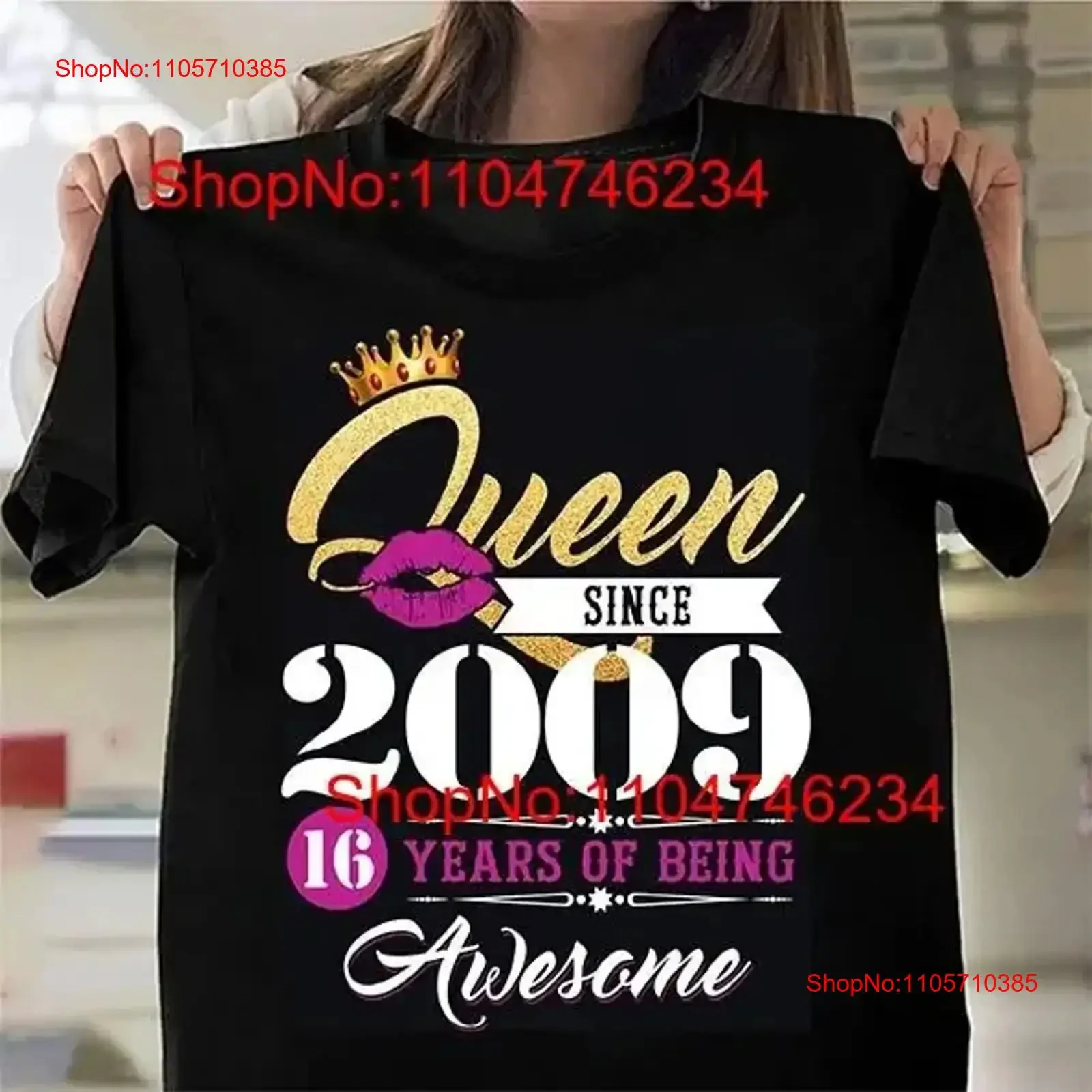 Funny T Shirt 16th Birthday QUEEN SINCE 2009 Tiara Crown Sweet Present vintage Washed Top For Everyday Wear homme streetwear
