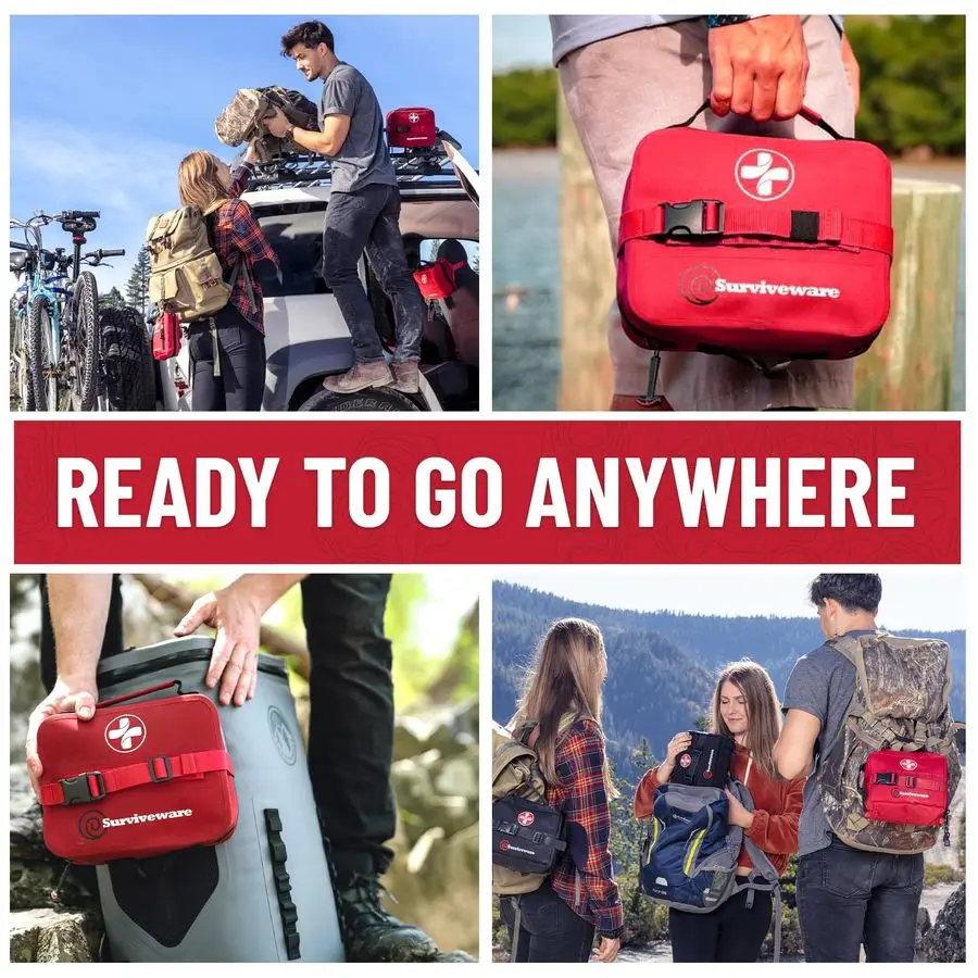 Kit di pronto soccorso di sopravvivenza premium impermeabile Preparazione alle emergenze di sopravvivenza per attrezzatura da campeggio da viaggio, kit di sopravvivenza e emergenza all'aperto