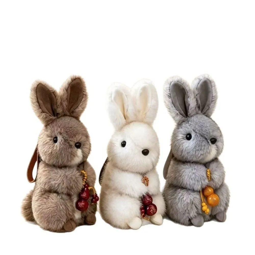 Kawaii Plush Squirrel Plush Bunny Keychain Soft Fluffy Pompon Bunny Keychain New Mini Plush Rabbit Keychain For Couple