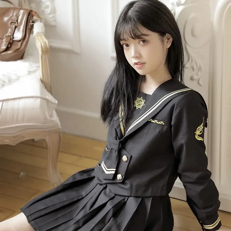 النمط الياباني زي مدرسي دعوى الفتيات سترة طويلة التعادل منقوشة تنورة قميص أبيض المرأة مثير الربيع والخريف دعوى