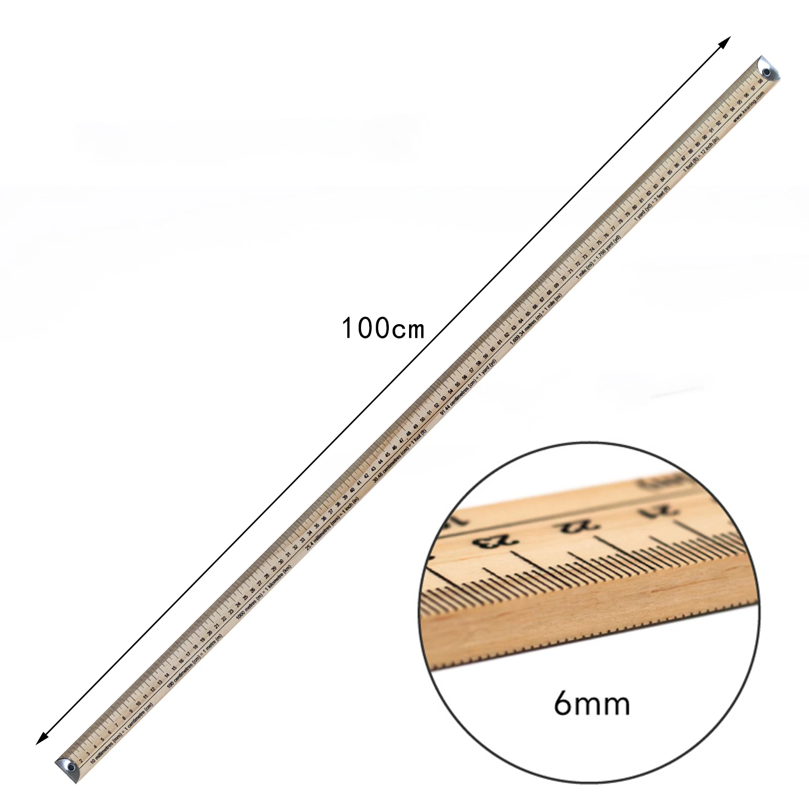 1M Wooden Meter Stick Ruler Sewing Tailors Ruler Double Sided Measuring Tool for Sewing Students Schools Teaching Supplies