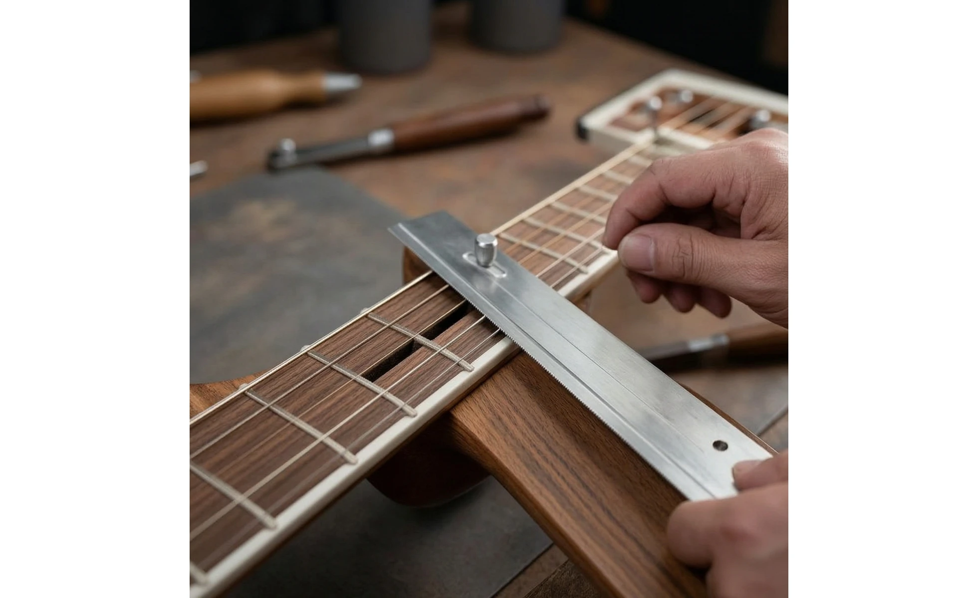 Guitar Fret Saw with Adjustable Guide Fine-Tooth Fret Slotting Saw Handsaw Wooden-Handle Precision for Luthiers Guitar Fret Saw with Adjustable Guide Fine-Tooth Fret Slotting Saw Handsaw Wooden-Handle Precision for Luthiers
