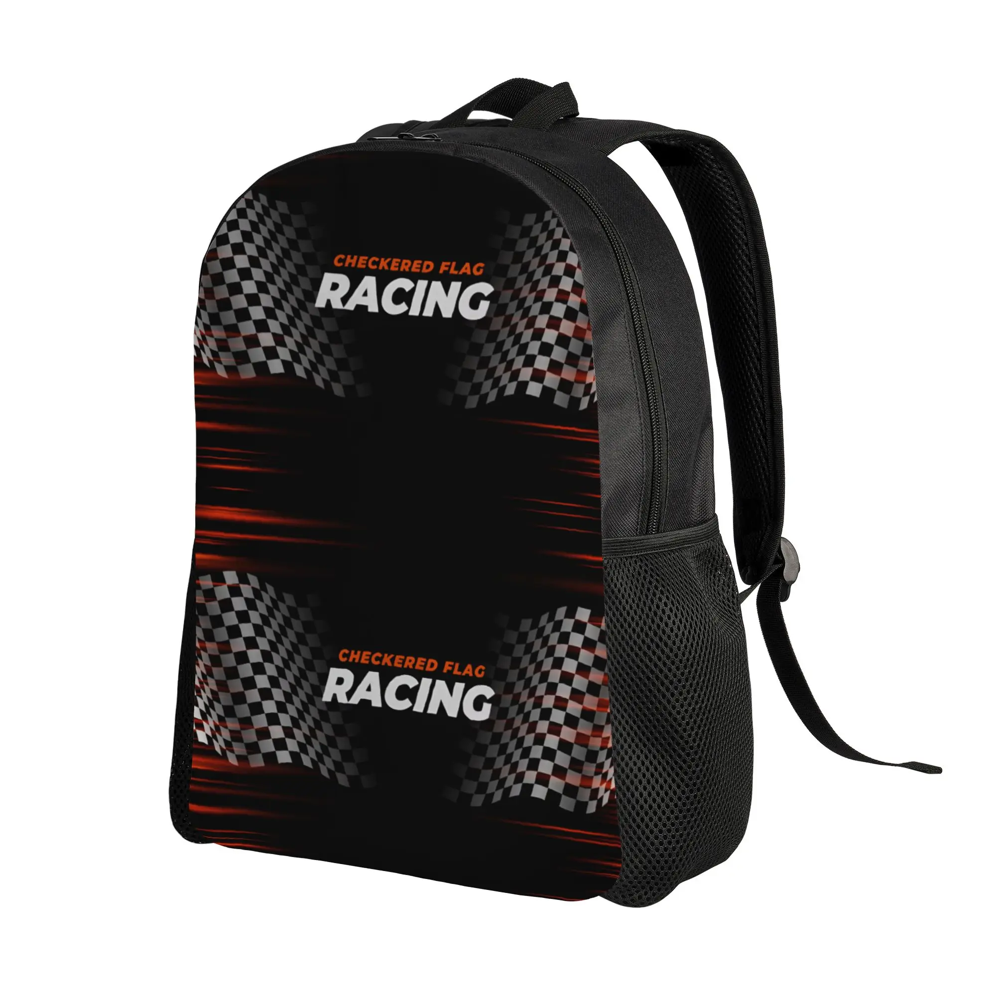 Custom Racing Speed Rally Race Checkered  Motor Backpacks for Women Men College Students Bookbag Fits 15 Inch Laptop  Bags