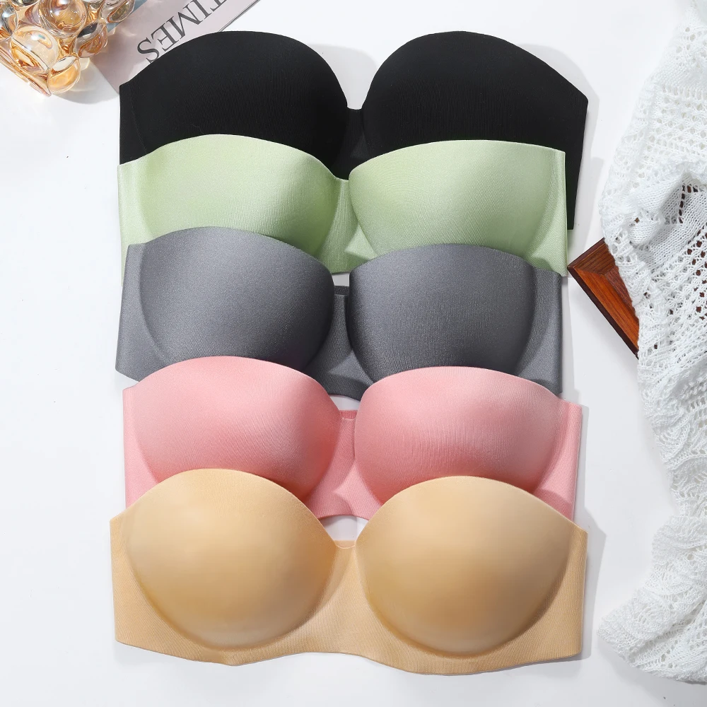 Strapless Candy Bras Underwear Women Seamless Push Up Invisible Bralette Lingerie Sexy Solid Color Beauty Back Bra Underwear