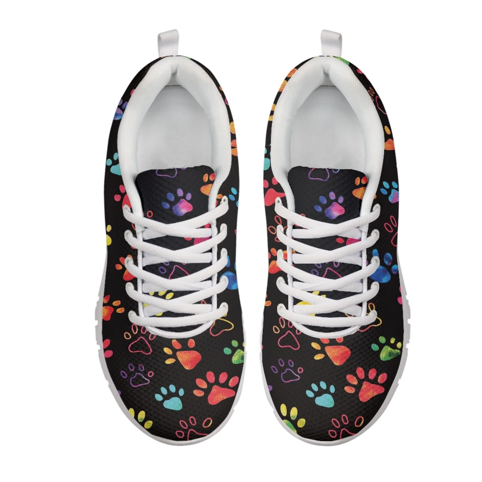 Coloranimal Bulldog Paw Bone Print 2026 Trending Breathable Tennis Shoes for Women Mesh EVA Sole Running Walking Sneakers