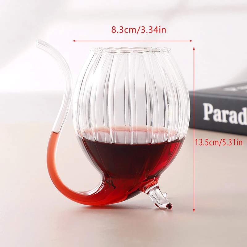 1Pc 8.3*13.5cm Creative Goblet Glass Mug With Straw For Cold Drink Wine Juice Glass Squirrel Cup Home Use Party Bar Transparent