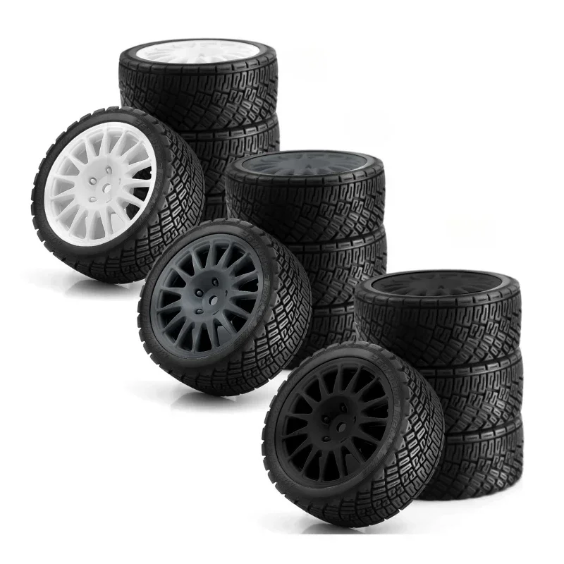 4pcs 67mm WRC Citroen C3 Rally Tire With Wheel Rim For 1/10 RC Car KYOSHO TAMIYA