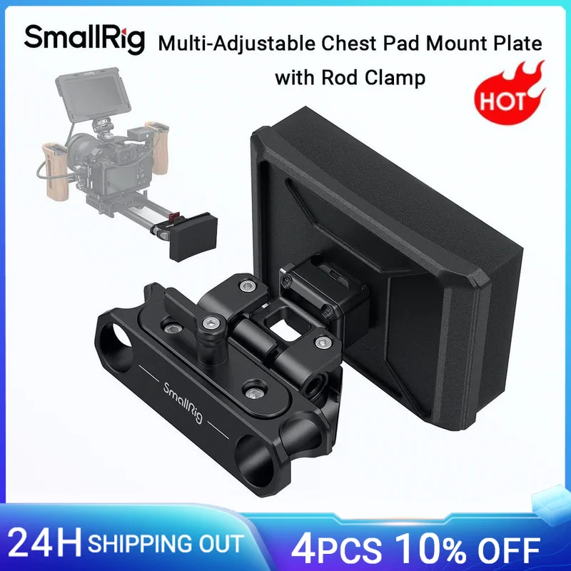 SmallRig Multi-Adjustable Chest Pad Mount Plate with Rod Clamp, Lightweight Chest Pad  for Handheld Camera Operation -MD3183B