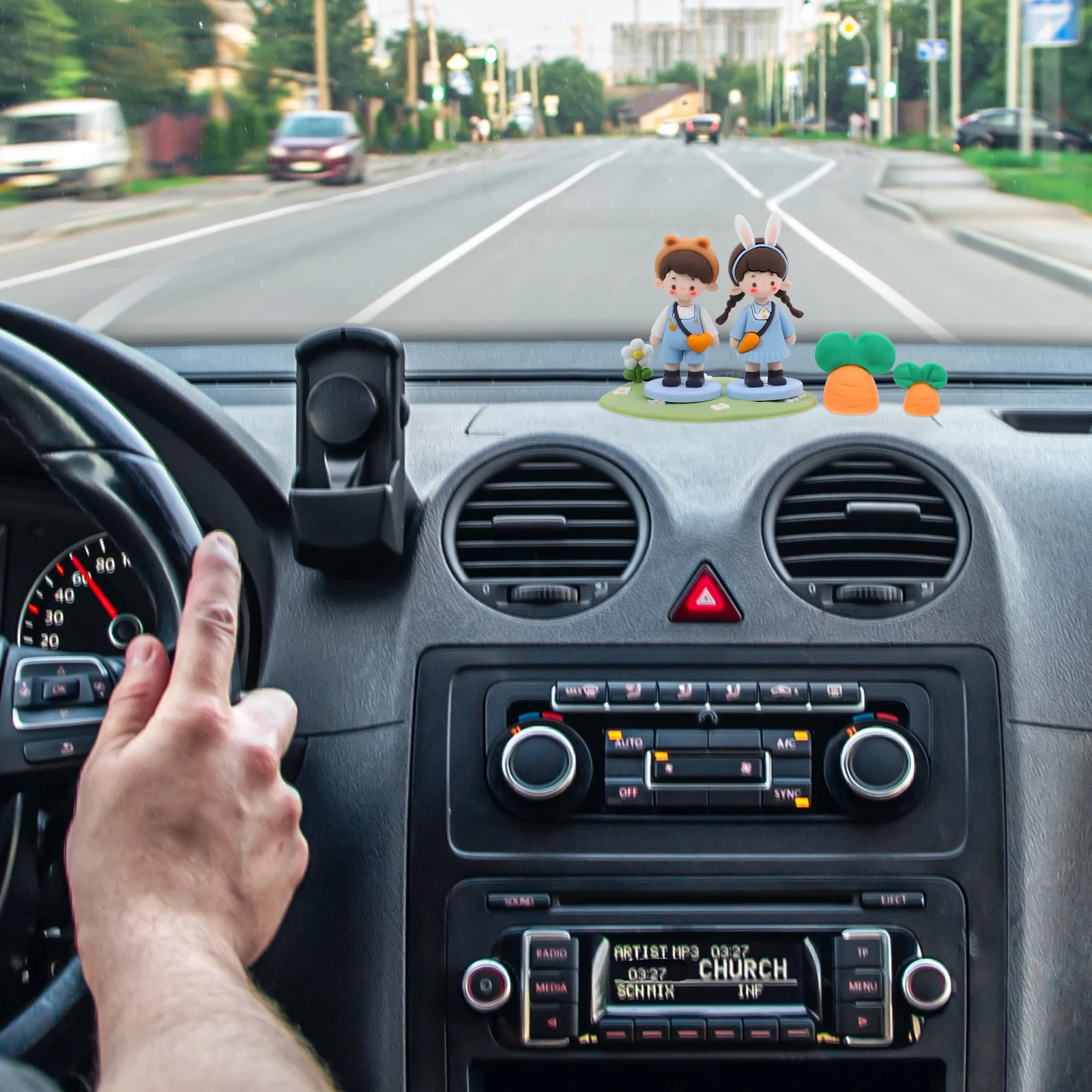 

Cute Car Decor Dashboard Ornament Couple Figurines Car Accessories Plastic Small Couple Figurines Material Easy Attach