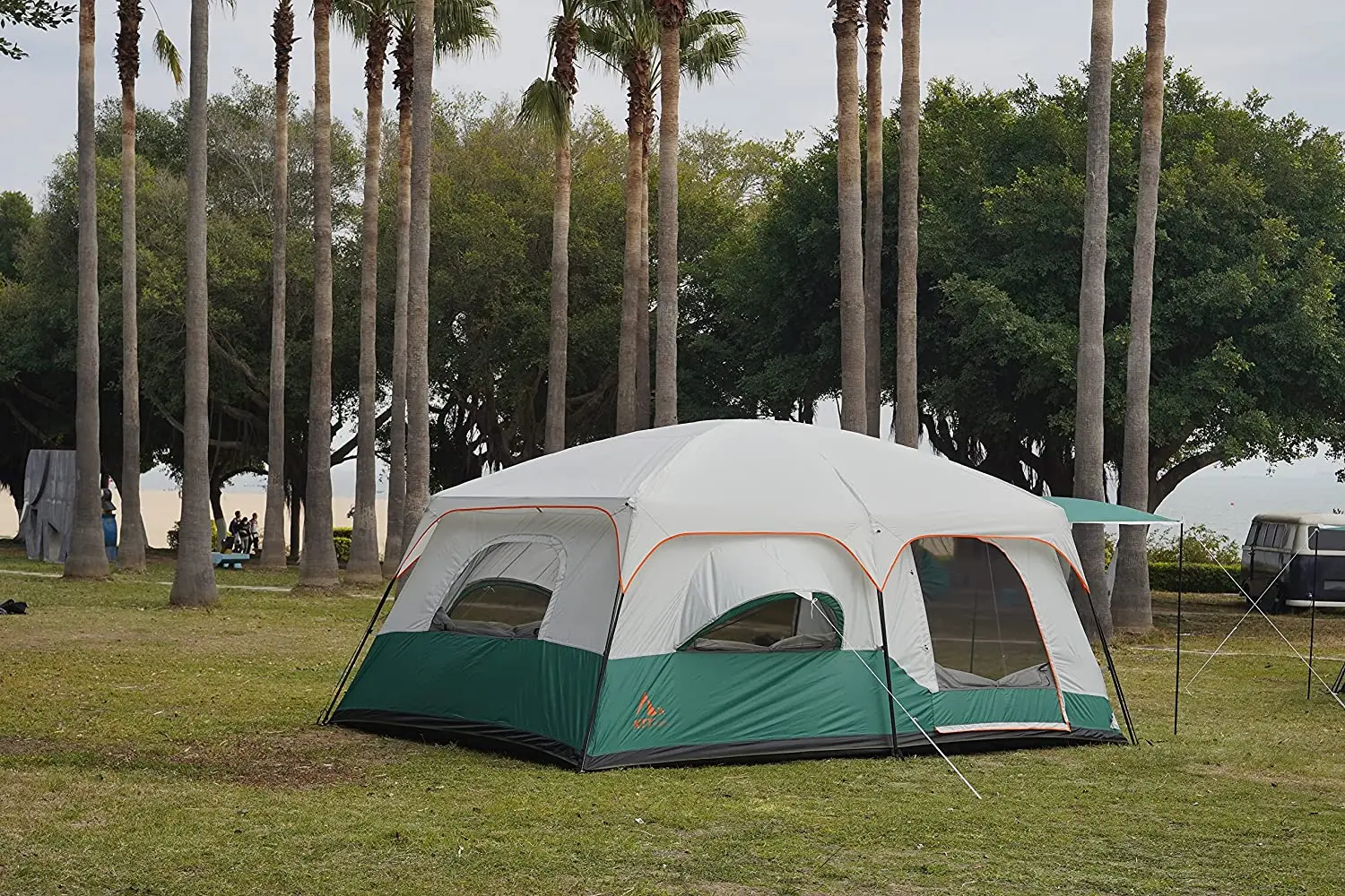 Dos habitaciones y una sala al aire libre para 8 personas Tienda de campaña familiar con cabina grande al aire libre de alta calidad