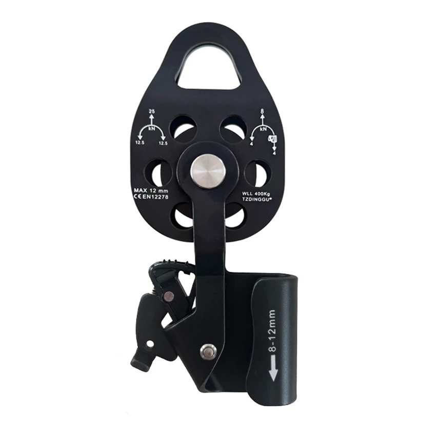 High quality Aluminum alloy with ratchet wheel One-way pulley heavy objects lifting tool Pulley Blocks device ascenders 25kN