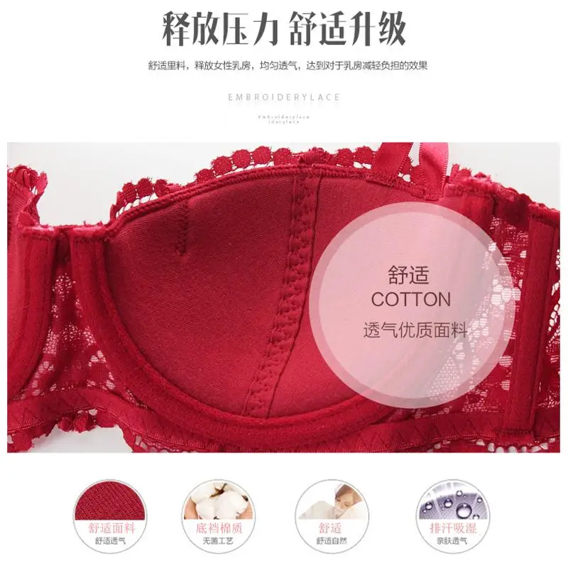 섹시한 레이스 얇은 면 컵 붉은 조디악 속옷을 모으는 새로운 유럽과 미국의 브래지어 세트