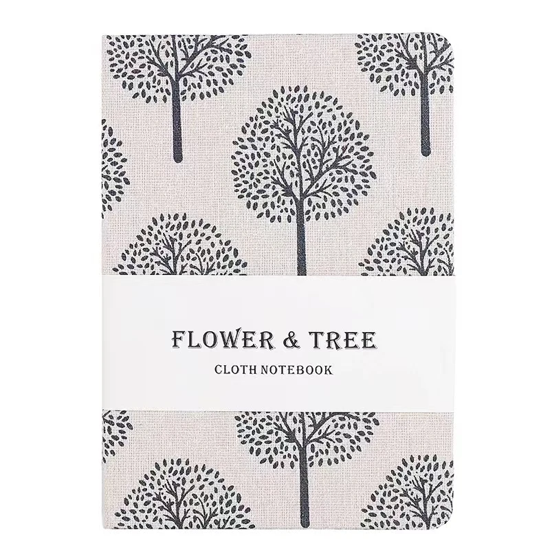 High Quality Cotton Linen Cover Notebook Flower and Tree Ledger Book Notepad Student Diary Hard Sided Super Thick Diary Journal