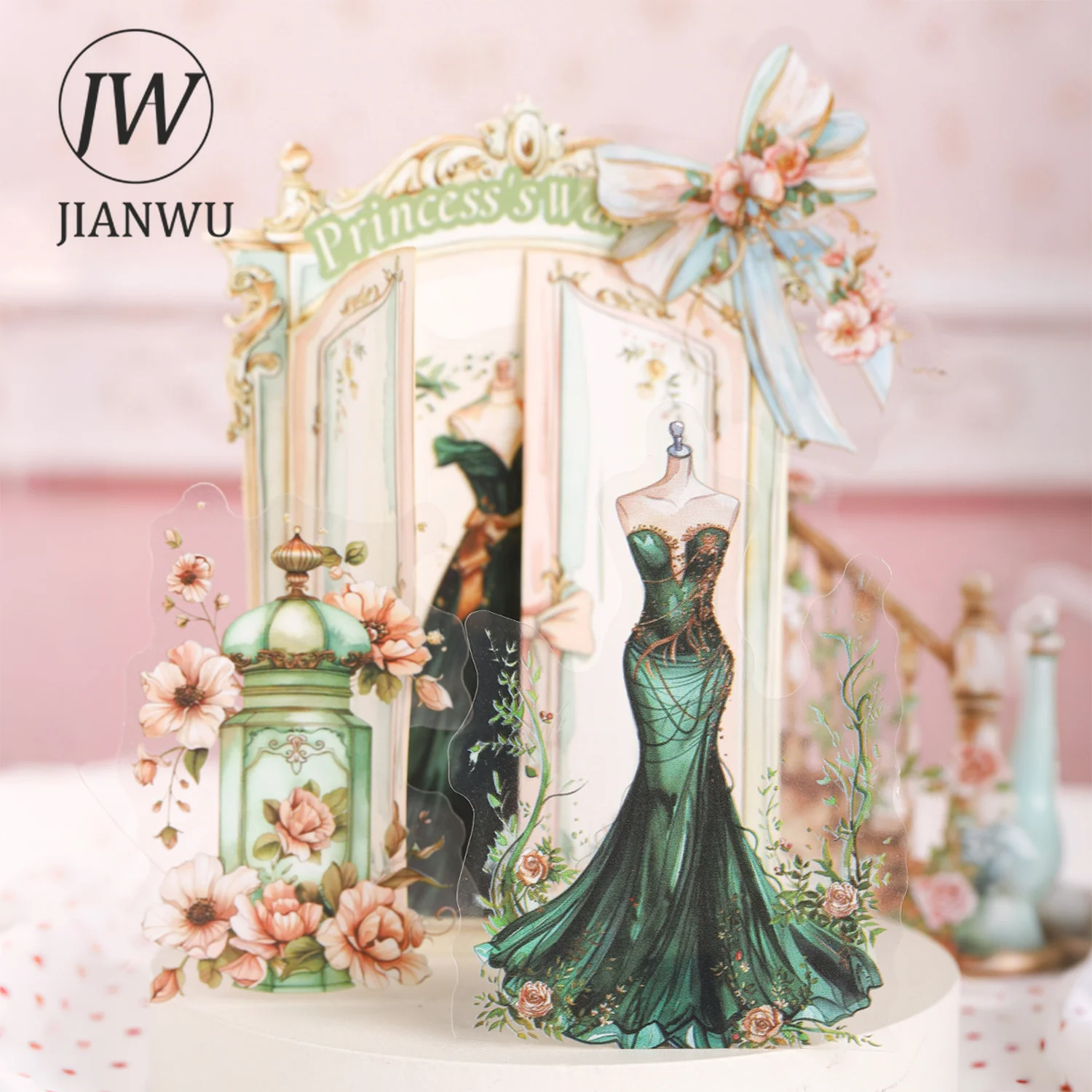 JIANWU Vintage Flower Skirt Wardrobe Landscape Material Collage Scrapbooking PET Sticker Creative DIY Journal Stationery
