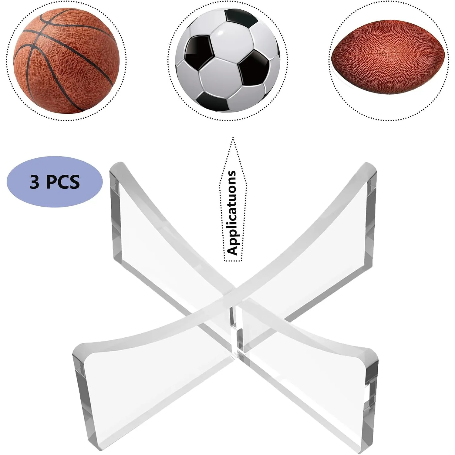 3Pcs Clear Acrylic Ball Display Stand Storage Holder For Basketball Football Soccer Volleyball Rugby Sports Ball Decor