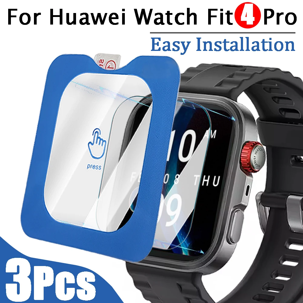 1-3 Pcs Easy Installation Tempered Glass Screen Protector for Huawei Watch Fit 4 Pro HD Anti-scratch Protective Positioning Film