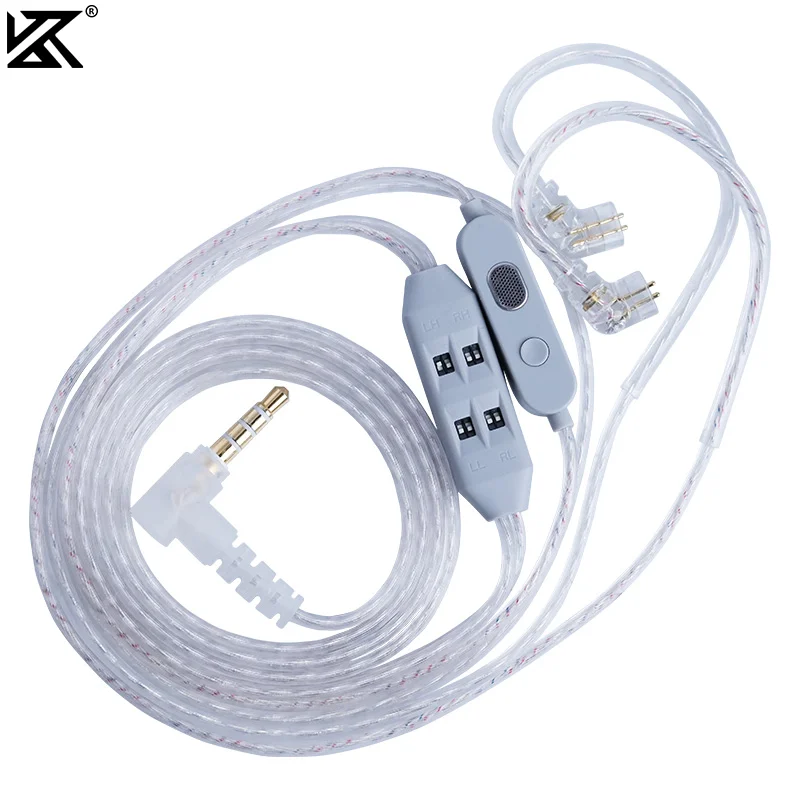 

KZ T8 Headphone Cord 8-Gear Electronic Tuning Silver-Plated Upgrade Cables 0.78mm Pin 3.5mm Plug Replacement Headset Wire