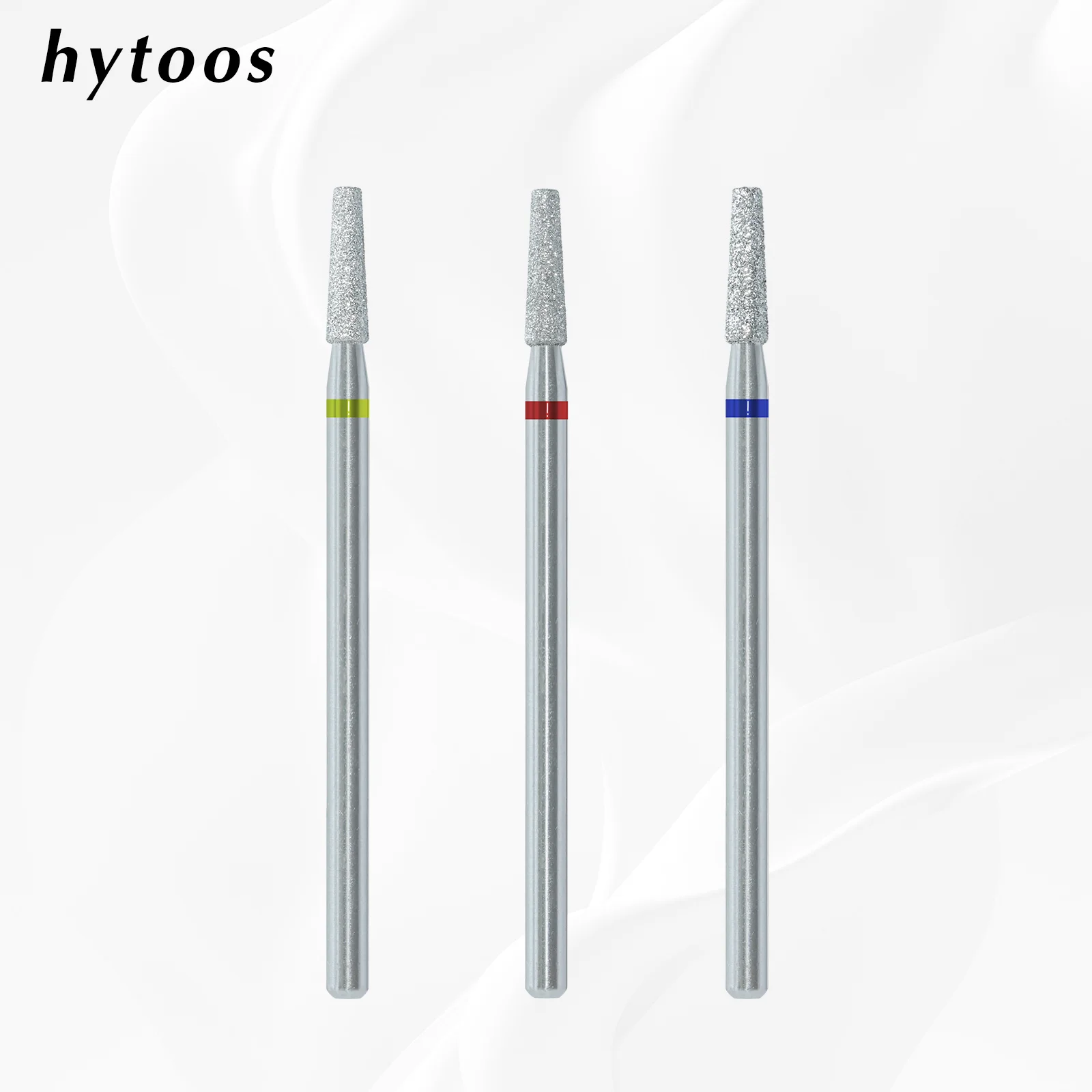 HYTOOS Chrome Diamond Nail Drill Bits 2mm Tapered Pro Russian Cuticle Clean Bit for Nail Drill Dead Skin Cleaner Nails Prep Tool