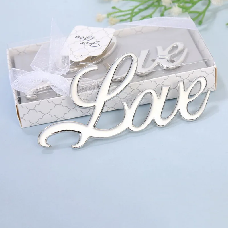 10PCS X Wholesales Solid Metal LOVE Bottle Opener in Gift Box Wedding Favors Birthday Anniversary Party Giveaways