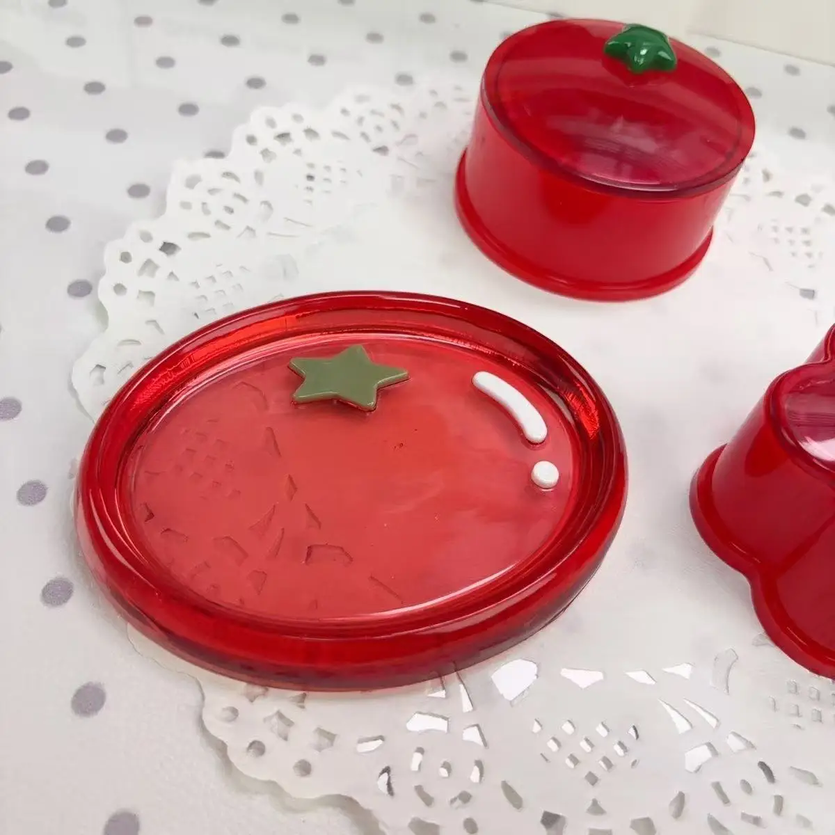 Korean Storage Box Glue Hand-made Finished Tomato Tomato Storage Box Tray Jewelry Sundries Cute Girl Desktop Decoration Mini