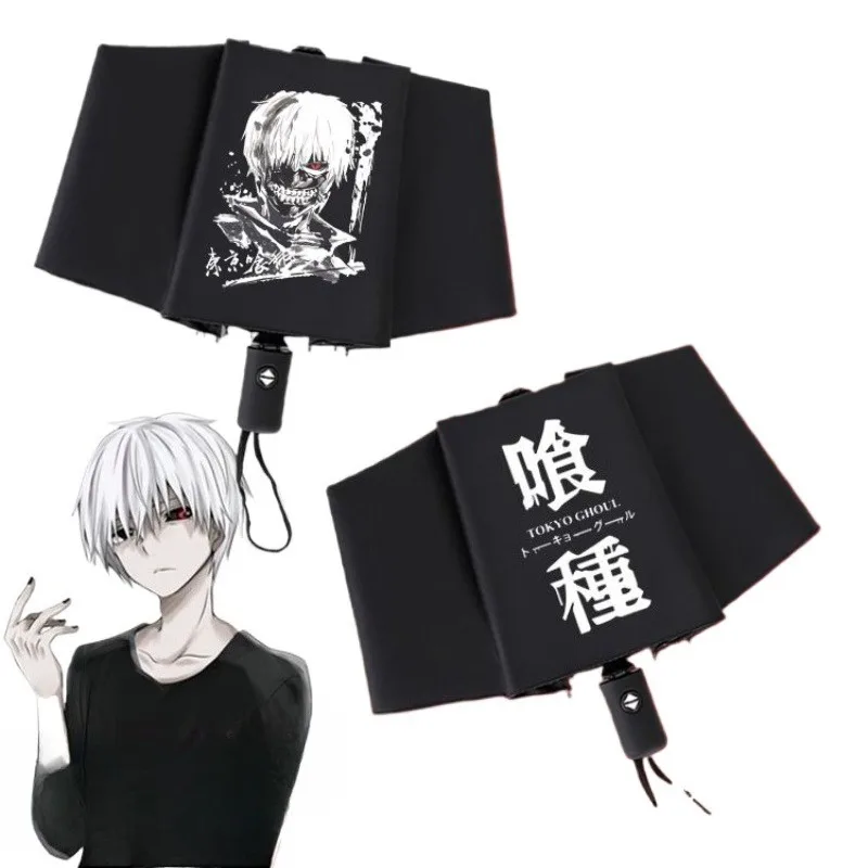 Tokyo Ghoul Arima Kisho Kamishiro Rize Аниме-зонтик для студентов, автоматический зонт двойного назначения для использования на открытом воздухе от дождя и солнца Tokyo Ghoul Arima Kisho Kamishiro Rize Аниме-зонтик для студентов, автоматический зонт двойного назначения для использования на открытом воздухе от дождя и солнца