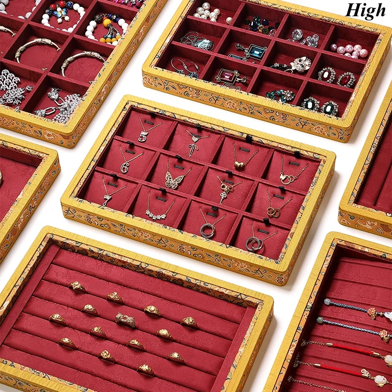 

Поднос для ювелирных изделий в дворцовом стиле, роскошная витрина для нефритовых и коллекционных браслетов, винтажная коробка в китайском стиле