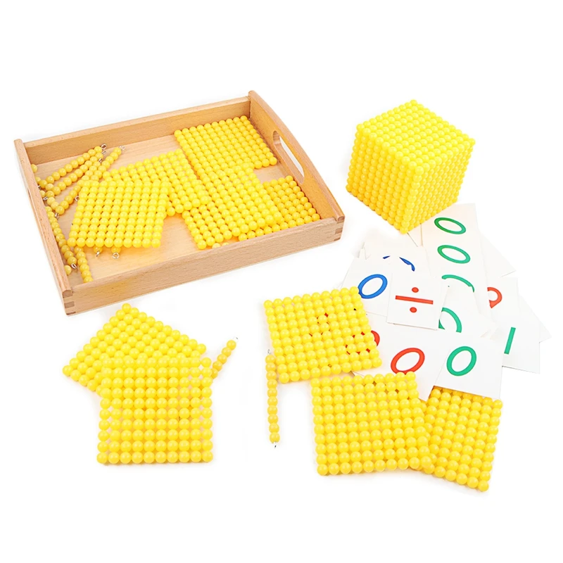 Juego de Banco Montessori, juego de cuentas amarillas, sistema Decimal, material de enseñanza de matemáticas, juguetes educativos para bebés en edad preescolar