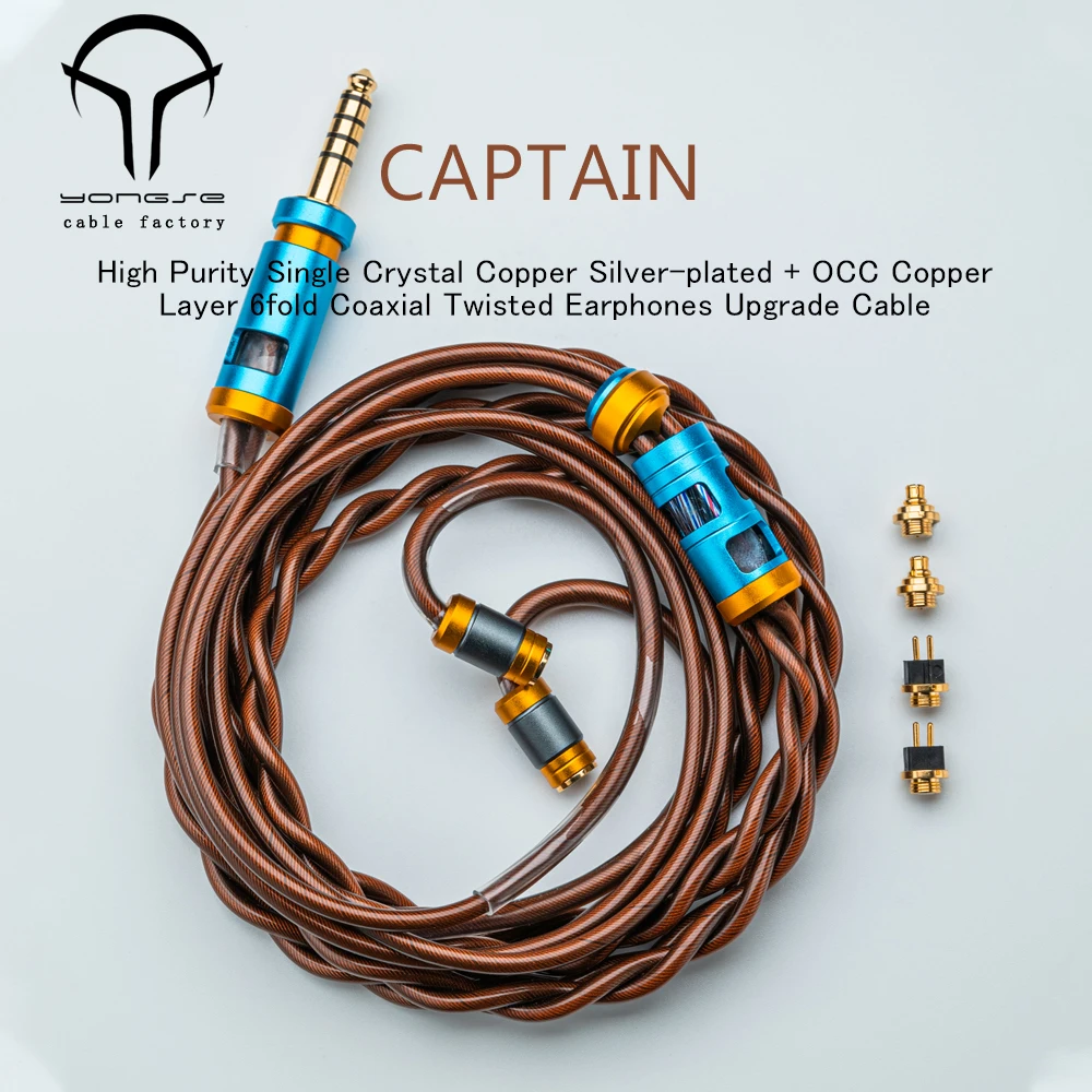 Yongse Captain High Purity Single Crystal Copper Silver-plated + OOC Copper Layer 6fold Coaxial Twisted Earphones Upgrade Cable