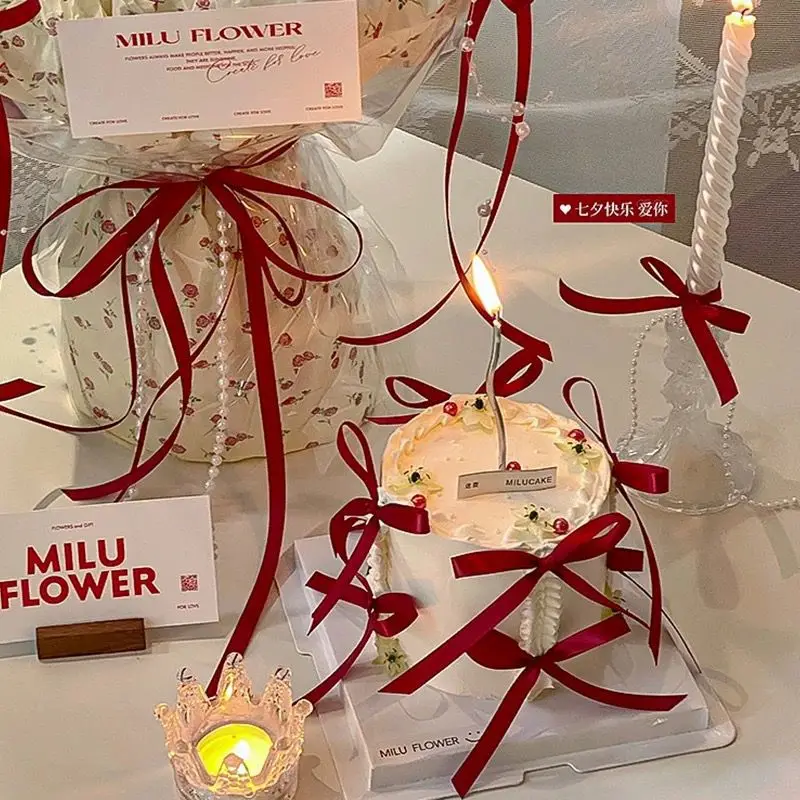 10-50 قطعة القوس كعكة توبر عيد ميلاد Bowknot أشرطة Coquette القوس زينة الحفلات كعكة الزفاف الحلوى يختار طفلة صبي #4